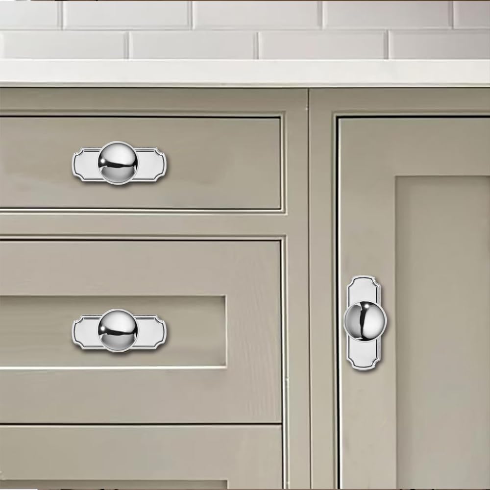 10 Pack 1-1/4 inch Backplate for Cabinet Knobs Polished Chrome Drawer Knobs Cabinet Hardware Vintage Aged Knobs with
