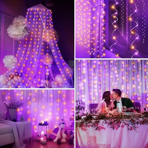 Minetom Halloween Curtain Lights, 300 LEDs Twinkle Fairy Lights, 8 Modes