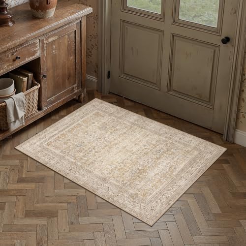 2x3 Beige Neutral Retro Area Rug