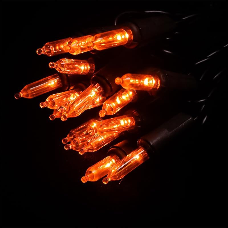 Orange LED Halloween Lights - 35 Count Orange Christmas String Lights for Small Tree, Crafts, Holiday, Indoor/Outdoor Halloween Decorations, 11 Feet Black Wire, UL Certified, Connectable