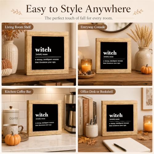 Halloween Wooden Sign, Witch Definition Quote Tabletop Decor