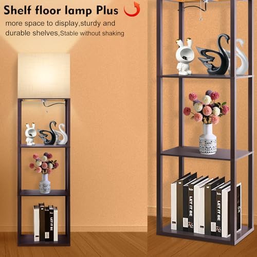 RUNTOP Plus - Floor Lamp with Shelves, Wide Shelf Lamp, Shelf Floor Lamp with 15W LED Bulb, 3 Colors Temperature