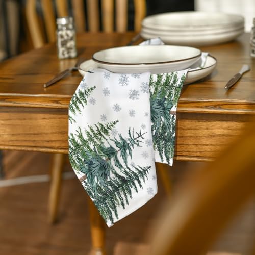 Horaldaily Christmas Cloth Napkins, Winter Snow Trees, Set of 8