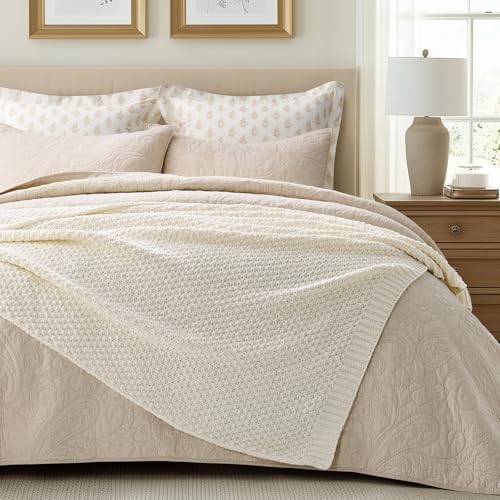 EVERGRACEHOME Chunky Chenille Knit Throw Blanket, 50 x 60, Ivory White