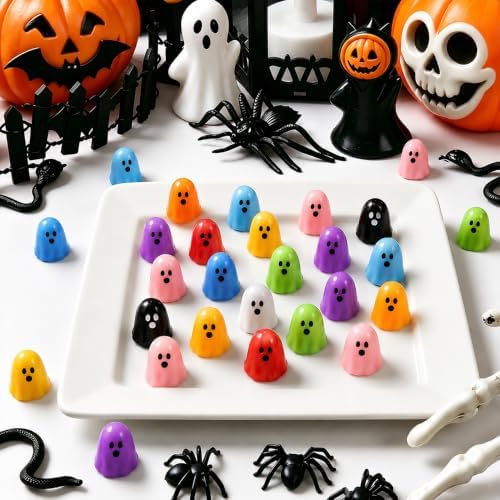 DULEFUN 120 Pcs Mini Halloween Ghost Figurines, 13 Colors