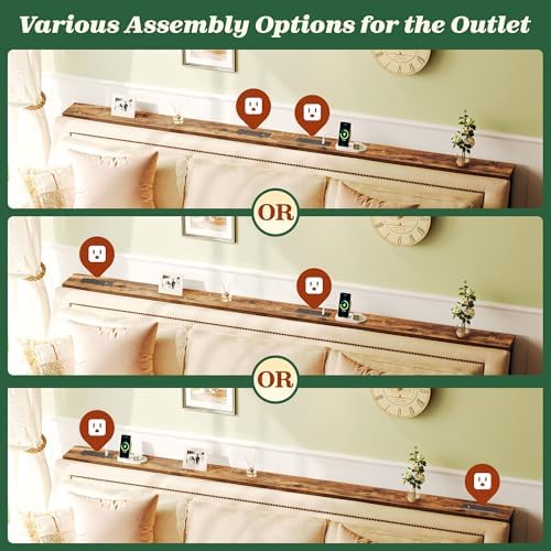 SUPERJARE 86.6 inch Narrow Behind Couch Table with Charging Stations