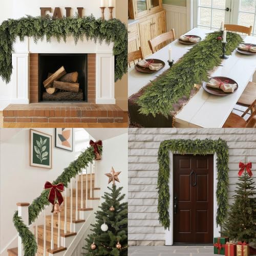 2 Pack 6Ft Christmas Garland, Real Touch Cedar Garland
