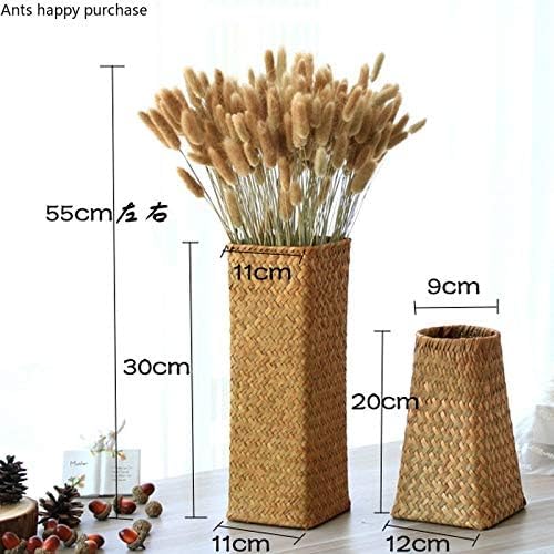 Seaweed Weave Basket Pastoral Rattan Vase Bamboo Weaving Room Flower Arranger / B / Natural