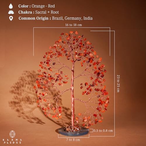 Crystal Tree of Life Birthday Gifts for Women, Men, Frineds, Handmade Carnelian Chakra Tree for Home, Room, Office