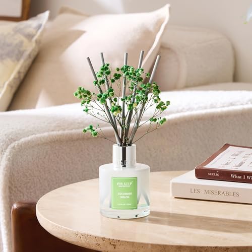 Airkeep Reed Diffuser Set,3.38 fl oz (100 ml) - Cucumber Melon Oil Diffusers with 8 Reed Sticks, Home Fragrance Reed