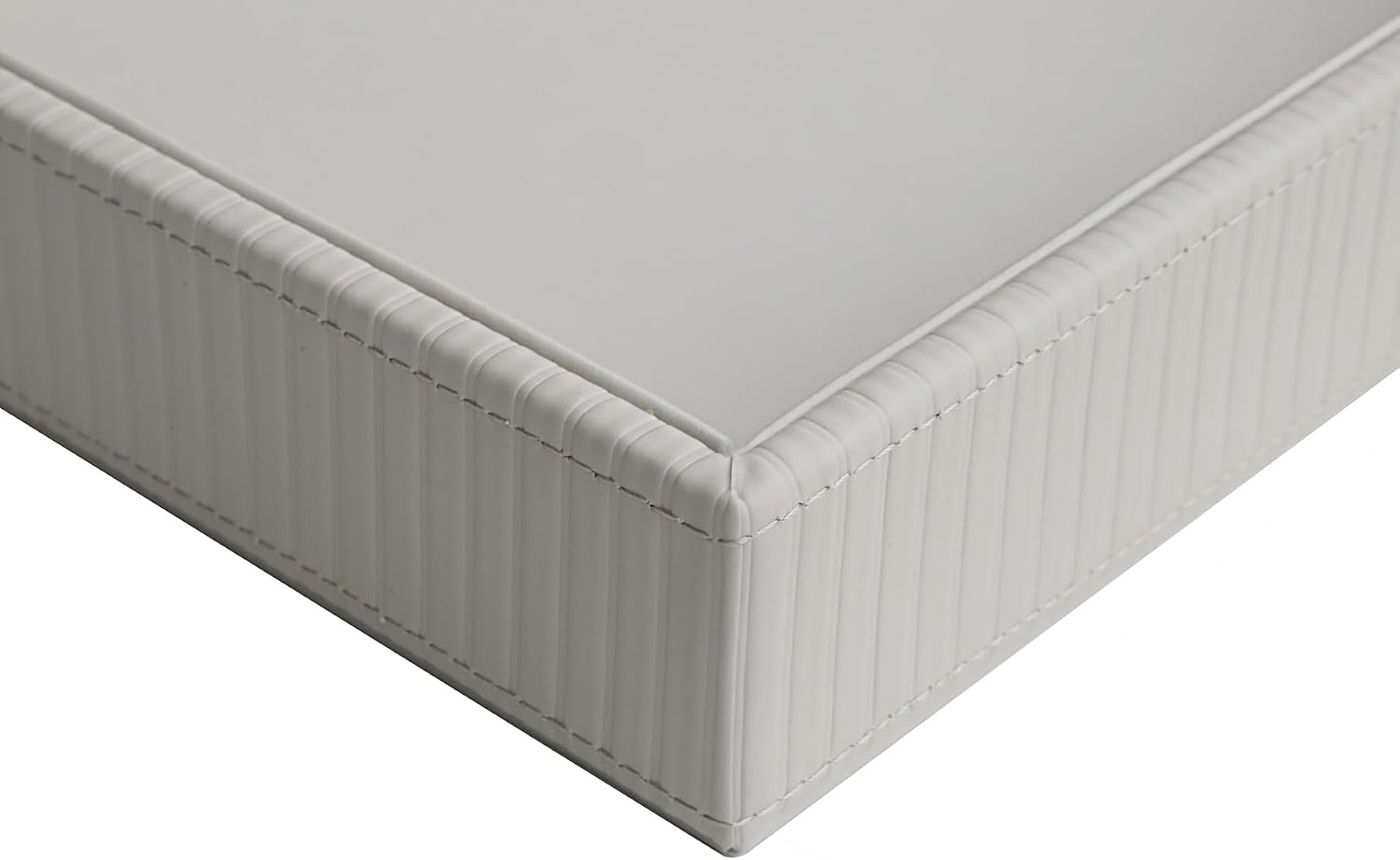 Faux Leather Vanity Tray / Grey Stripe / 10.2 x 8.4 x 1.8