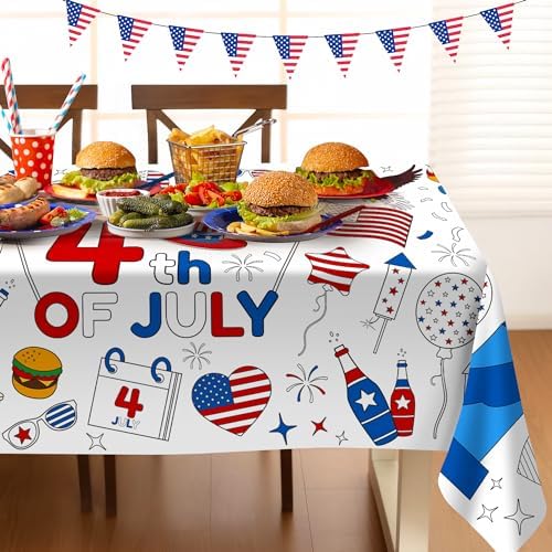 Childom 1 Pack Fourth of July Coloring Tablecloth for Kids,4th of July Crafts for Kids 30"x72" Giant Coloring Poster Table Cloth,Large Paper Poster Crafts Party Activities,4th of July Paper Tablecloth