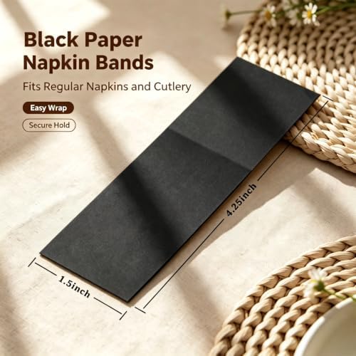 Germiwipe 2500 Pcs Napkin Bands, Paper Napkin Rings Self-Adhesive, (Black)