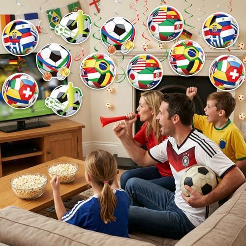 Soccer Hanging Swirls, 30Pcs Soccer Ball Ceiling Streamers Football Theme Party Swirls for Sport Event Game Hanging Decorations