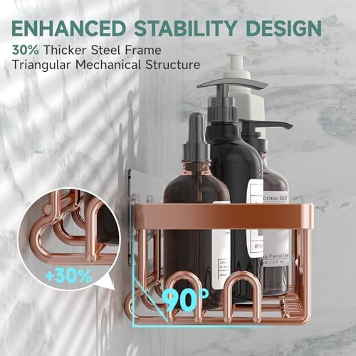 Veken Shower Caddy 6-Pack, No Drilling & Rustproof, Waterproof Adhesive Shelves Rack with Soap Holder, Large Capacity