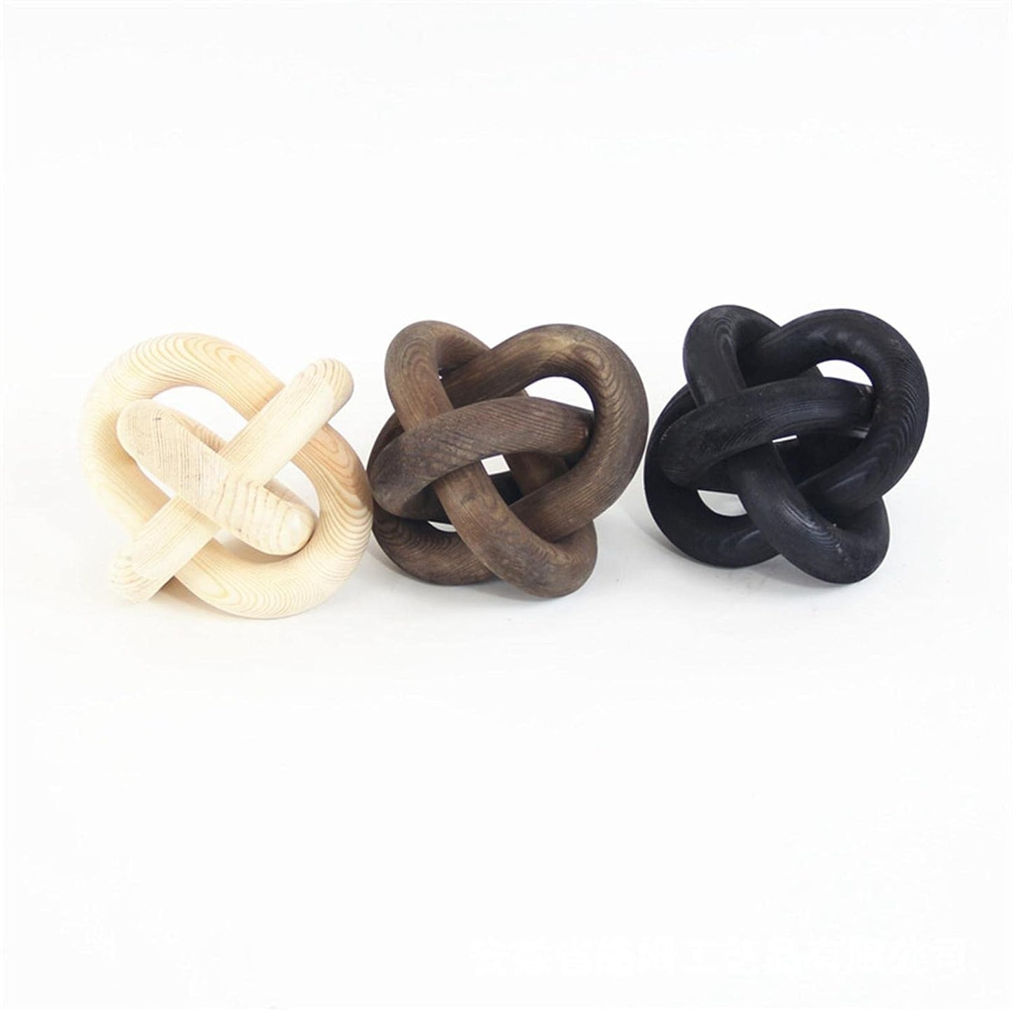 Wood Chain Ornaments 3 Link Wooden Knot for Display Cabinet Desk Handmade Decorative Living Room