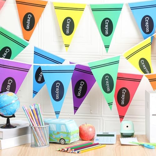 Vitalcozy 5 Pcs 49 ft Crayon Classroom Decorations Back to School Banners