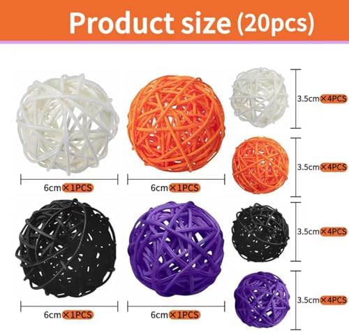 20 PCS Halloween Decorative Balls for Bowls, Black Purple White