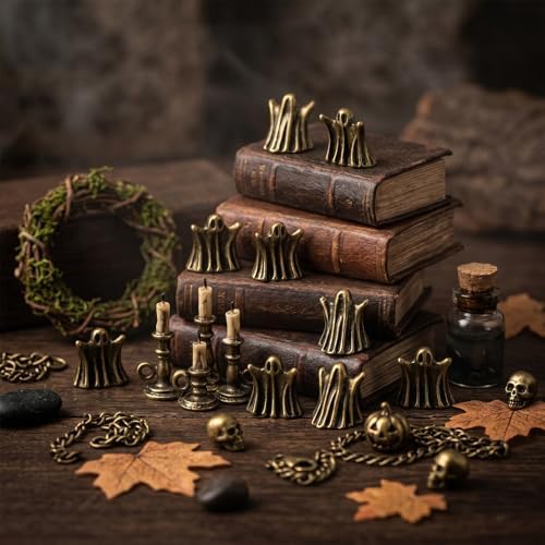 Civaner 50 Pcs Halloween Mini Brass Figurine Miniature, Scary Ghosts