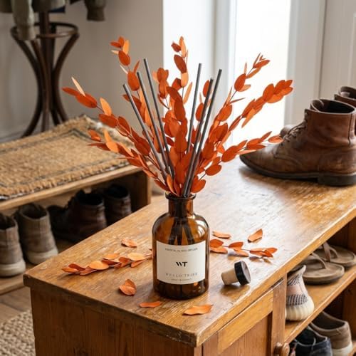 WEALD TRIBE Reed Diffuser Set for Bathroom Air Fresheners, Oil Diffuser Sticks | Sandalwood & Ebony Scent 4.0 fl oz
