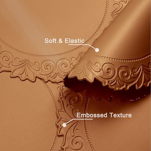 Round Faux Leather Placemats Set of 4, Dining Table Mats, Umber Brown