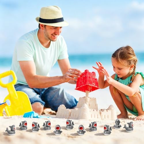 50 Pcs Shark Ducks Toy Figures, Mini Resin Ducks Bulk, Tiny Duck Figurine Dress up Game Toy for Summer Party Favors (Shark Duck)