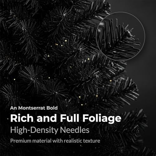 3FT Black Christmas Tree – Small Mini Xmas Artificial Trees for Home, Tabletop, Office, Apartment, Indoor Holiday Decorations, Easy-Assembly Metal Hinges & Foldable Base