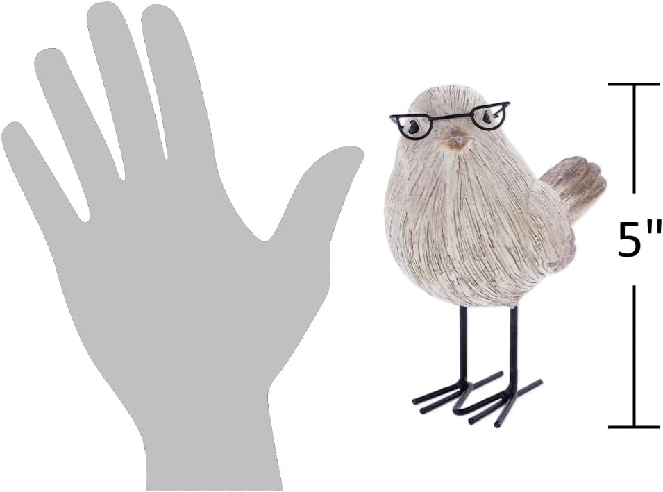 Decorative Standing Bird Figurine Wearing Glasses / Brown
