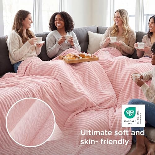 Bedsure Soft Large Fleece Blanket for Bed Coral Pink 120"x120"