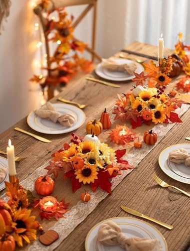 BLOSMON Fall Flowers Artificial for Table Decorations, 2 Pcs, Orange