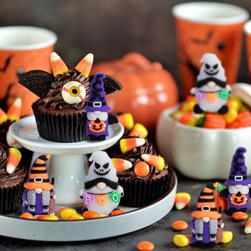 60 Pcs Halloween Mini Gnome Figurines, Miniature Gnomes Table Decoration