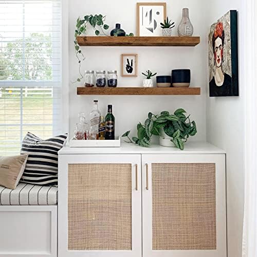 QEEIG Long Floating Shelves for Wall (Brown, Set of 2, 35.4")