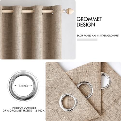 MIULEE 100% Blackout Linen Curtains for Bedroom 52x96 Inches Copper Brown