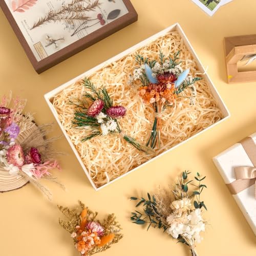 12/24PCS Handmade Dried Flower Bouquet with Stems Natural Dried Wildflowers 7.5” Mini Dry Flowers for Vase Farmhouse Decor, Wedding Styling, Photography Props, Gift DIY(12pcs, Gerbera Daisy)