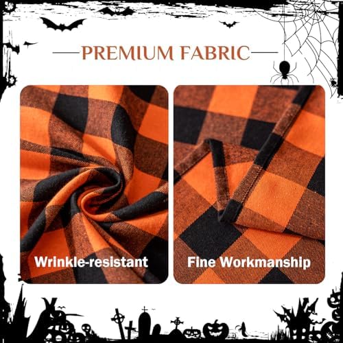 Joyfol Day 4-Pack Orange Buffalo Plaid Cloth Napkins - 17x17 Inch Halloween & Fall Checkered Dinner Napkins, Washable for Thanksgiving Table Decor (Set of 4)