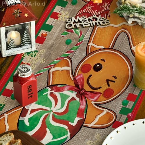 Artoid Mode Gingerbread Xmas Table Runner Home Party Decor 13x108 Inch