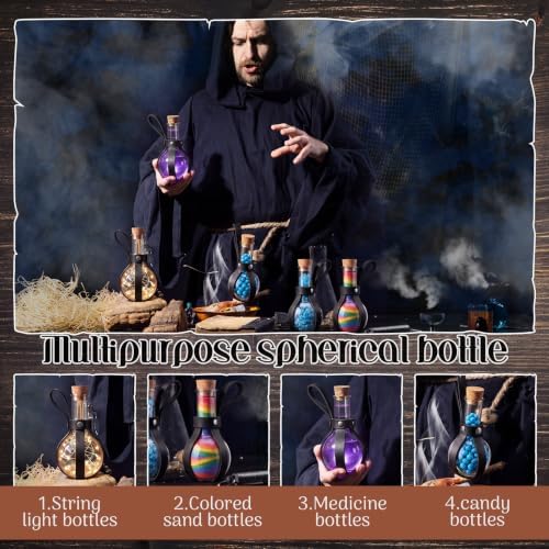 Baderke 6 Set 3oz Plastic Potion Bottle with Cork Stopper, Black