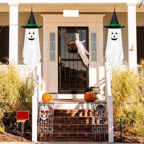 2 Pack Halloween Hanging Ghosts Decorations for Outdoor Garden Trees Porch