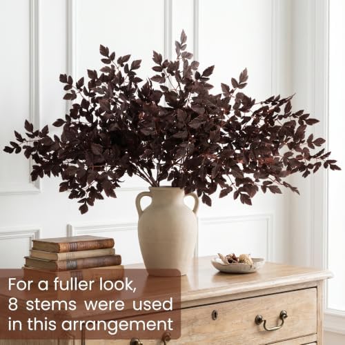 PERFNIQUE 6 Pack Artificial Plum Cimicifuga Leaf Sprays, 32" Faux Ramosa Branches for Vase, Fall Floral Stems for Table Centerpiece, Farmhouse, Wedding, Mantel, or Halloween Decor