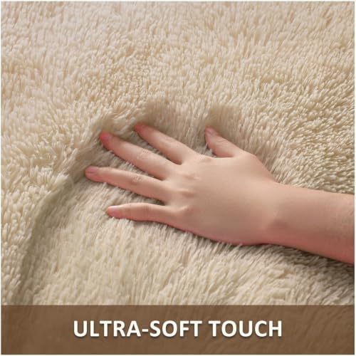Ophanie 2x8 Runner Rug for Hallway,Upgrade Non-Slip Fluffy Soft Bedside Rugs,Bedroom Living Room Beige Shaggy Carpet