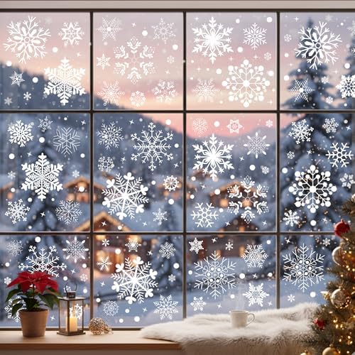 Snowflake Window Clings, Christmas Winter Window Decor