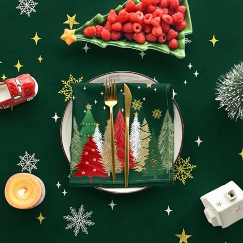 Horaldaily Christmas Tablecloth 60 x 60 Inch Square Christmas Trees Green