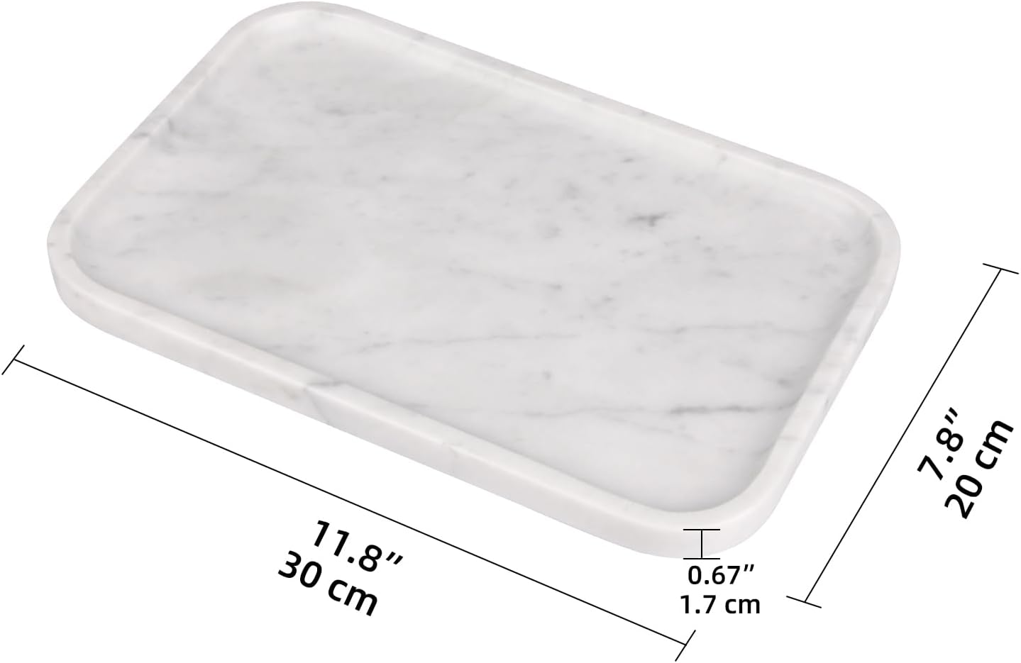 Marble Bathroom Vanity Tray / Carrara White L / 8 x 0.7 x 12