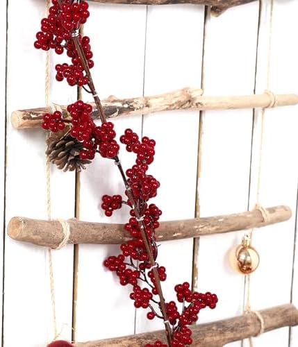 Christmas Red Pip Berry Garland, Artificial Red and Burgundy Berry Garland Decor for Winter Christmas Happy New Year Indoor Outdoor Home Fireplace Table Decorations(Mini Berry)-2PCS