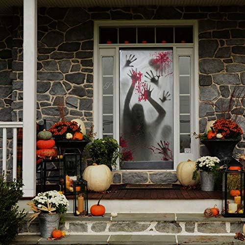 2PCS Halloween Haunted House Decoration Window Door Cover