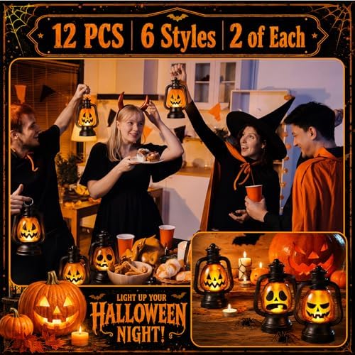 ROCEEI 12 Pcs Halloween Mini Pumpkin Lantern 6" Jack O Lantern