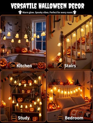 Halloween Ghost String Lights 8.5FT 10 White Ghost Lights for Party Decor