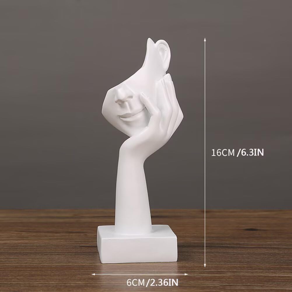 Thinker Statue Creative Women Face Art Statue Abstract Character Crafts Ornaments / White A