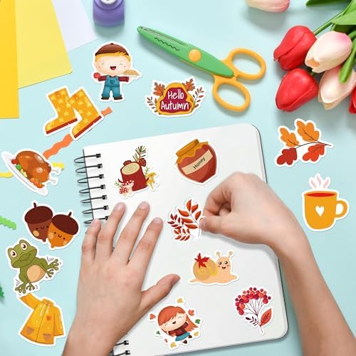 OHOME Fall Stickers | 100 PCS Thanksgiving Stickers for Kids - Vinyl Thanksgiving Games Toys Gifts Activities Essentials Party Favors Supplies - Friendsgiving Crafts Bulk for Classroom Home