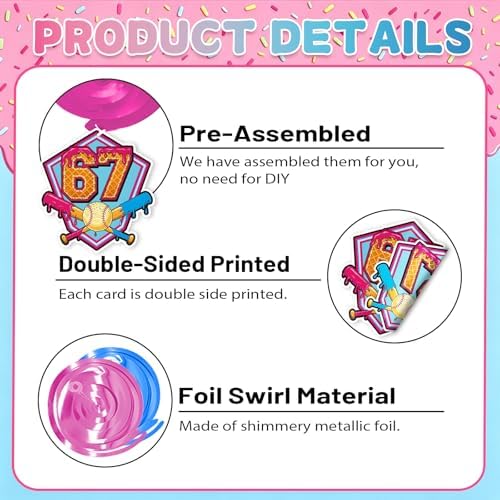 6 7 Birthday Hanging Swirl Decorations, 30Pcs Six Seven Party Ceiling Streamers for 6 7 Meme Ice Cream Birthday Party Supplies
